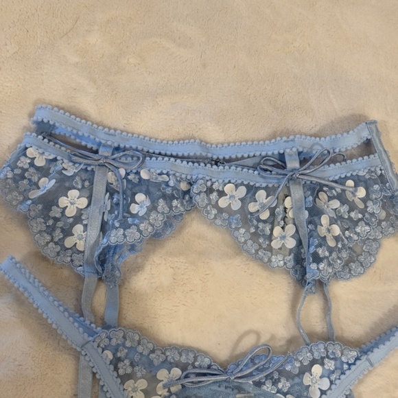 New! GARTER PANTY For Love and Lemons Blue Daisy 2 Piece Set 31342 - Picture 9 of 16